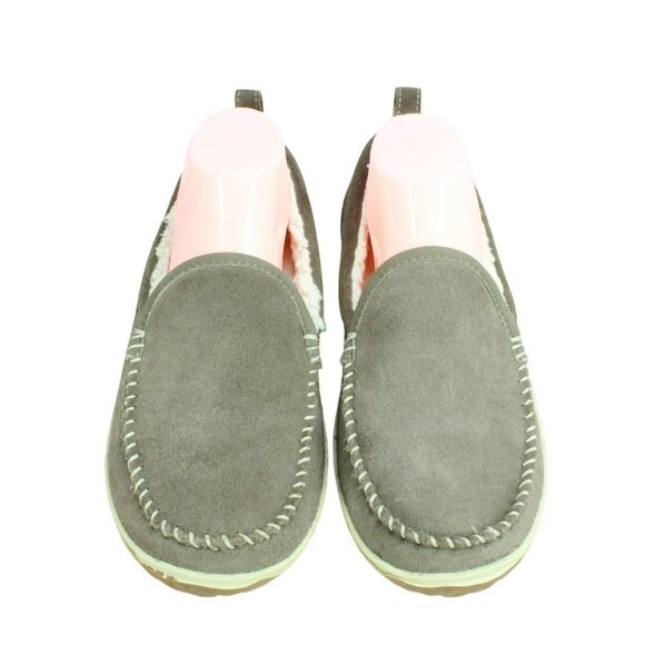 LL Bean Brown Suede Slip On Fleece Lined Mountain Moccasin Slippers Size 9 M - Picture 5 of 9